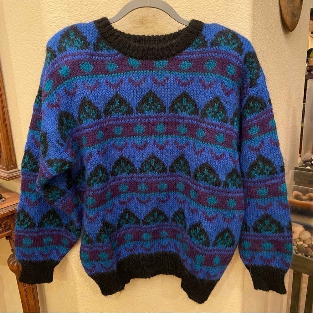 Vintage GALLAGHER Women Mohair Patterned Sweater Size Large